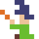 A pixel art image of a wizard